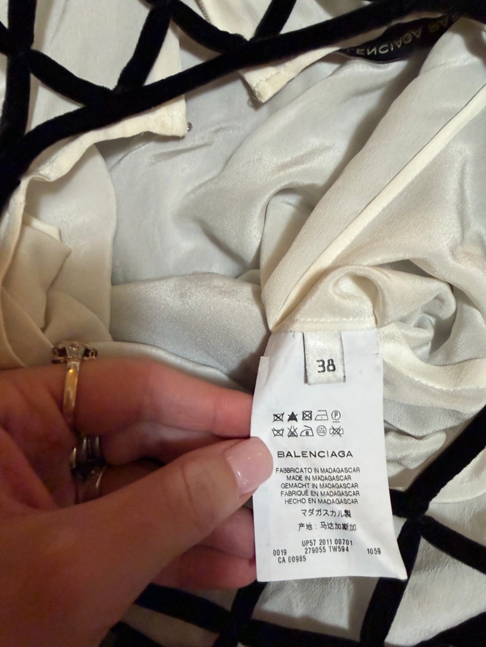 Balenciaga Black Lattice Mini Dress with Cream Underlayer - Picture 5 of 9